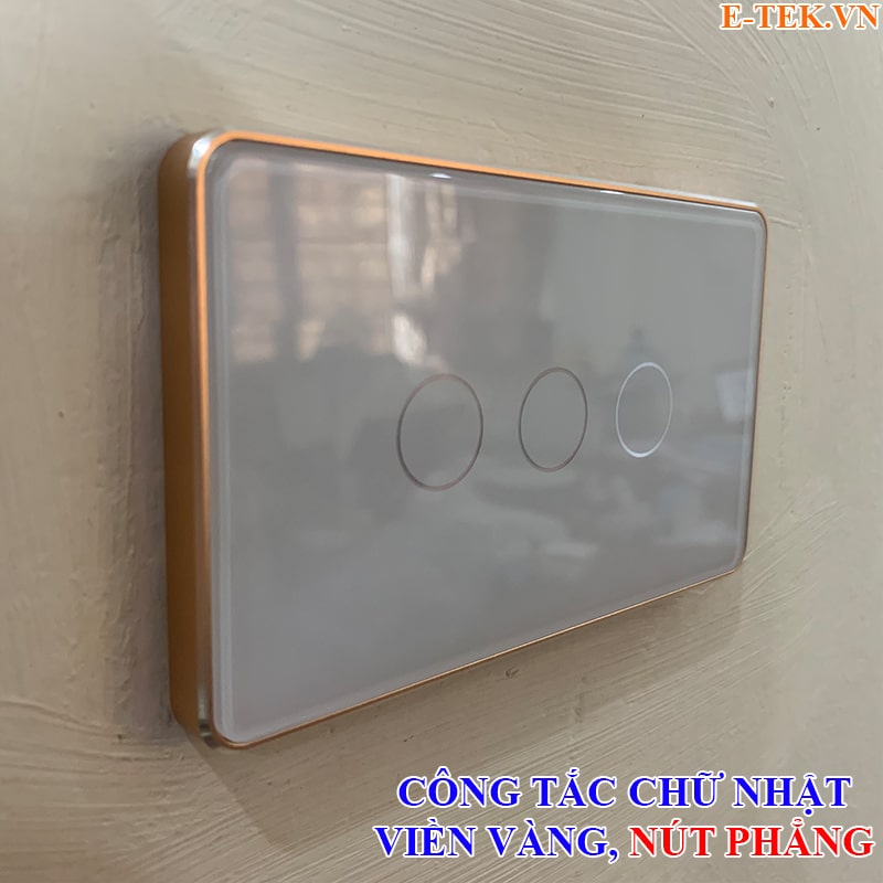 Công tắc thông minh tuya zigbee cảm ứng, viền vàng, Nút phẳng
