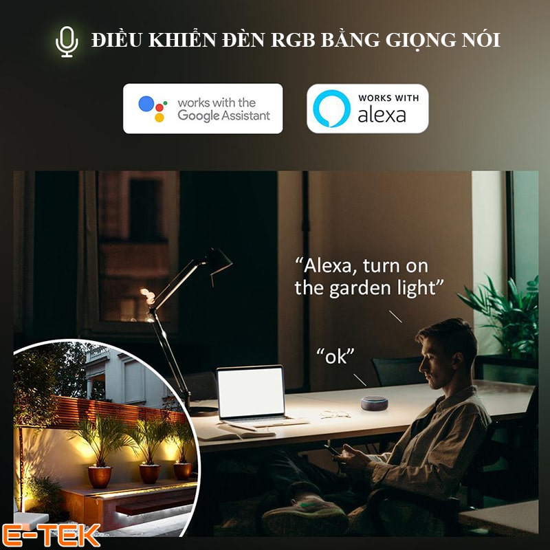 Đèn pha LED đổi mầu RGBW ngoài trời Wifi TUYA 60W Novostella hỗ trợ điều khiển giọng nói