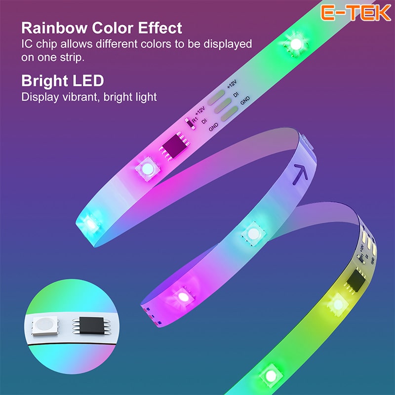 LED dây thông mình RGB IC Tuya sử dụng loại đèn LED 50x50 vuông cao cấp