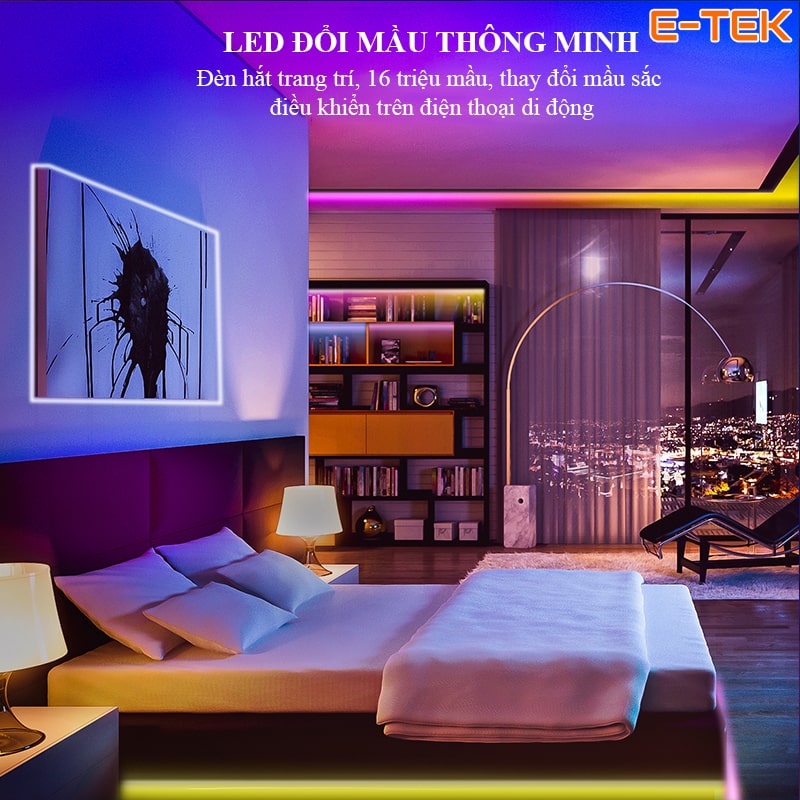 Đèn LED RGB nháy theo nhạc wifi TUYA16 triệu Màu