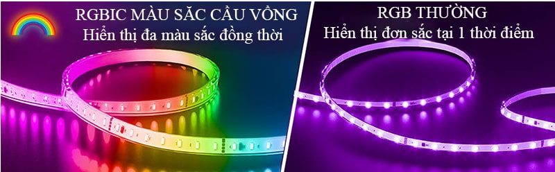 Đèn LED dây RGB đổi màu nháy theo nhạc Wifi Tuya chính hãng sử dụng chip IC Cao cấp