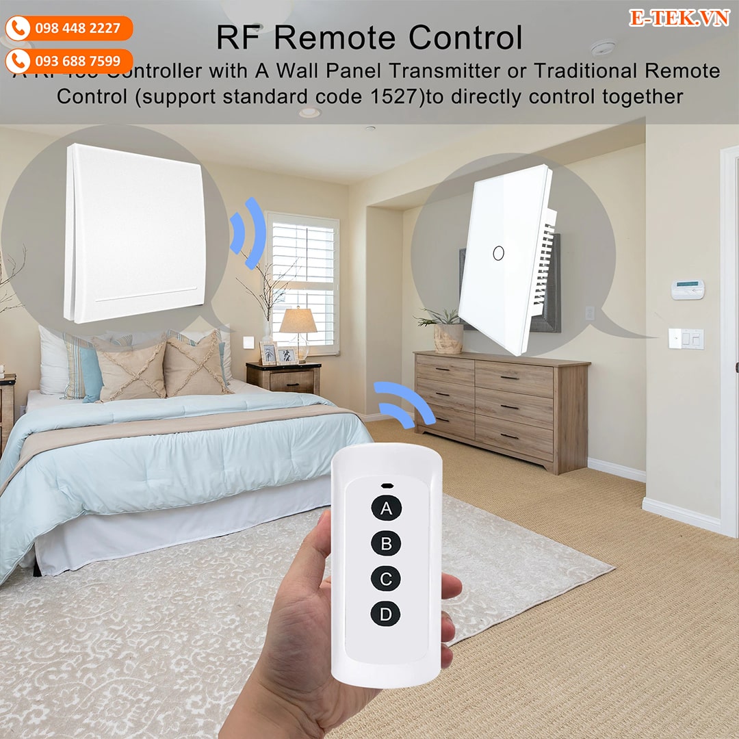 công tắc wifi hỗ trợ thêm điều khiển từ xa RF433