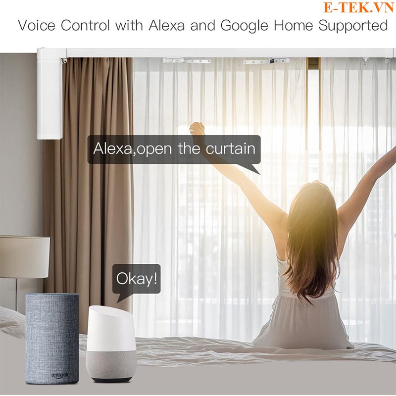 Động cơ Rèm tự động Tuya hỗ trợ tính năng điều khiển giọng nói