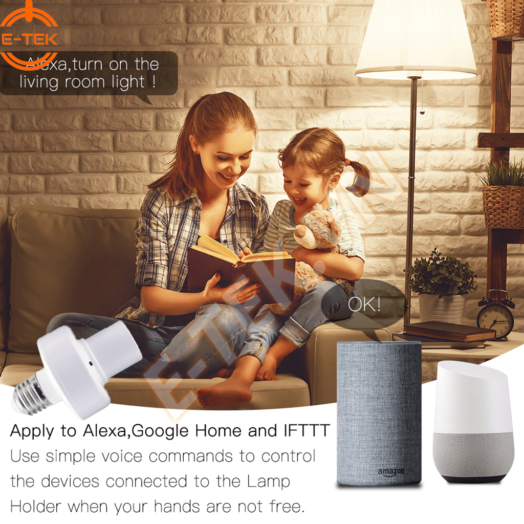 Đui đèn thông minh wifi Tuya điều khiển bằng giọng nói