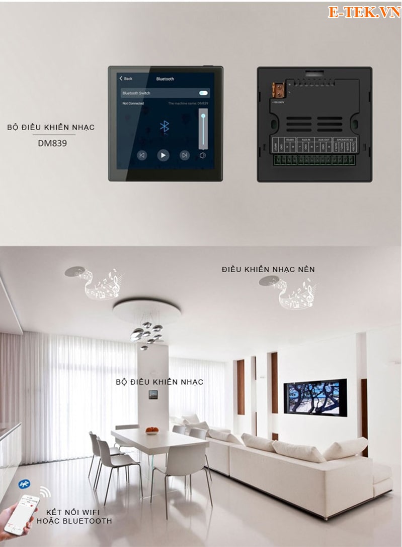 Hệ thống âm thanh đa vùng với các bộ amply âm tường màn hình cảm ứng có tính thẩm mỹ cao