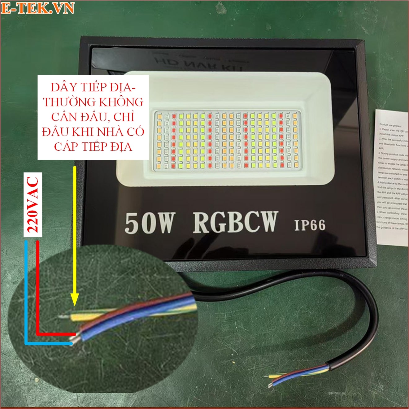 Hướng dẫu đáu cáp nguồn đèn LED RGB Wifi, ngoài trời nháy theo nhạc.