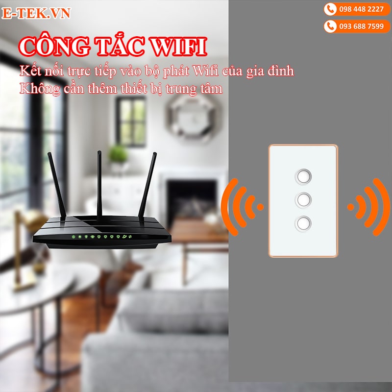 Công tắc cảm ứng wifi tuya viền nhôm vàng kết nối trực tiếp vào bộ phát wifi của gia đình