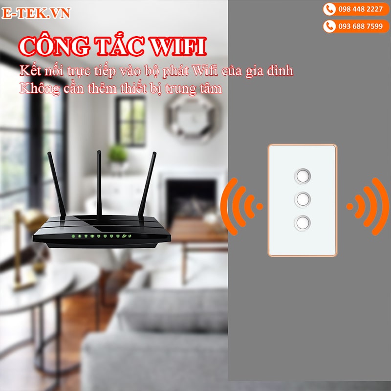 Công tắc cảm ứng wifi tuya viền nhôm vàng kết nối trực tiếp vào bộ phát wifi của gia đình