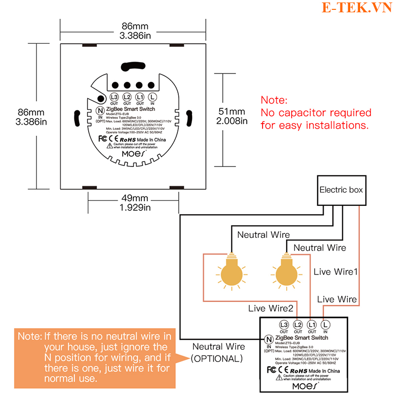 sơ đồ đấu nối công tắc cơ tuya zigbee