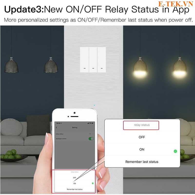 Công tắc cơ thông minh tuya thiết lập lưu trạng thái khi mất điện