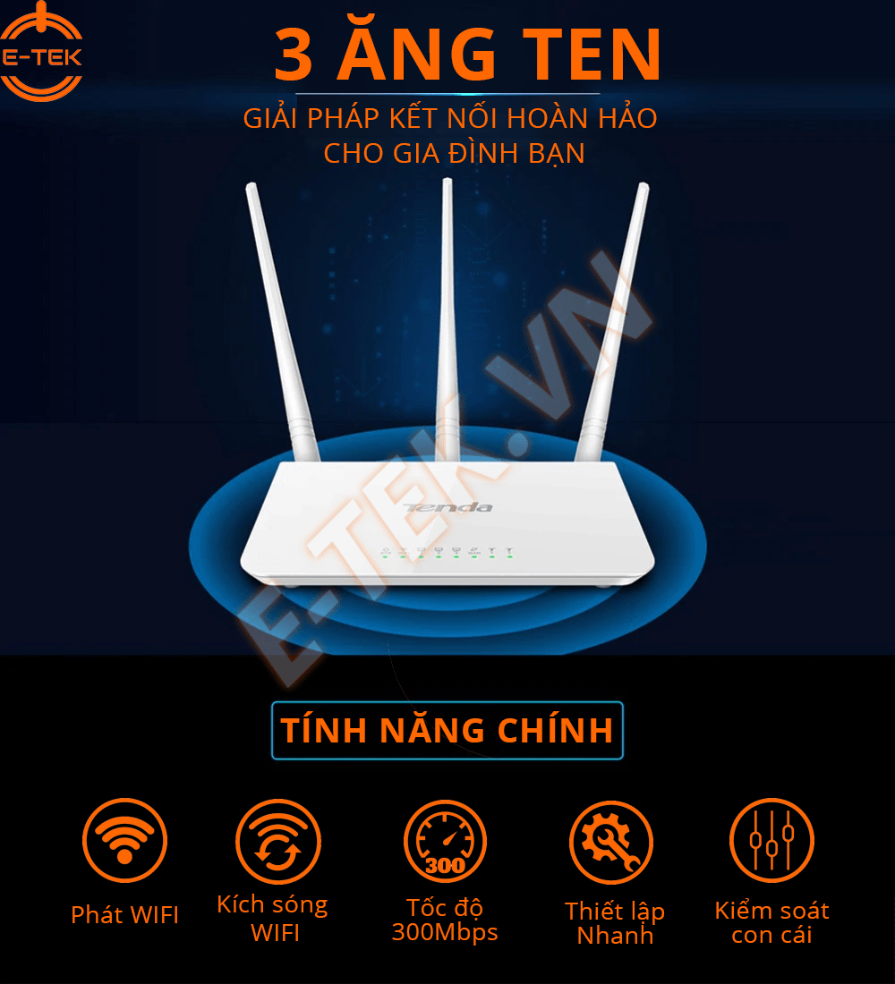 Bộ phát WIFI Tenda 3 râu F3