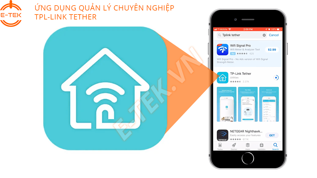 Bộ kích sóng WIFI TPlink TL-WA850RE được quản lý qua ứng dụng trên điện thoại