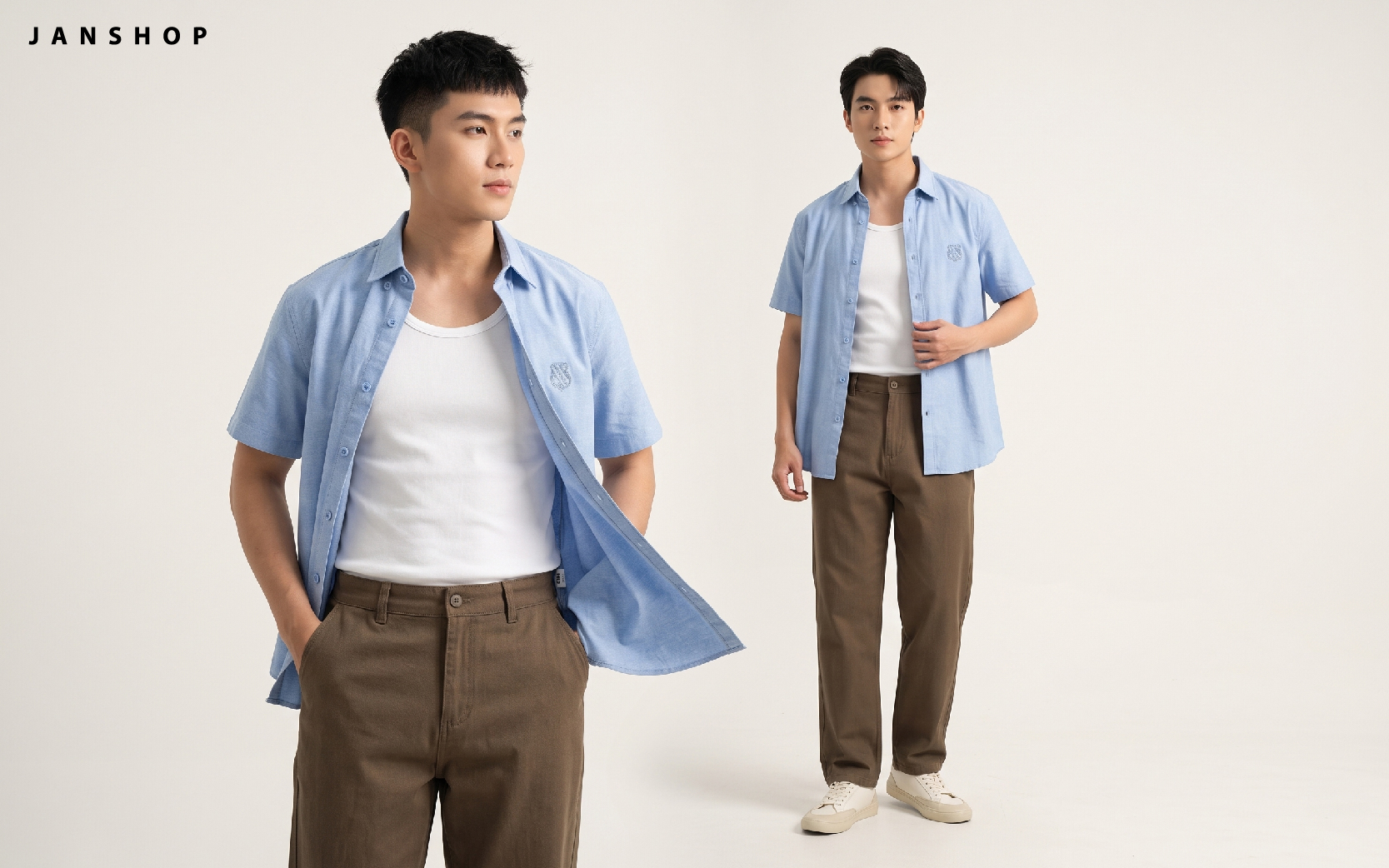 Màu nâu phối với màu xanh dương
