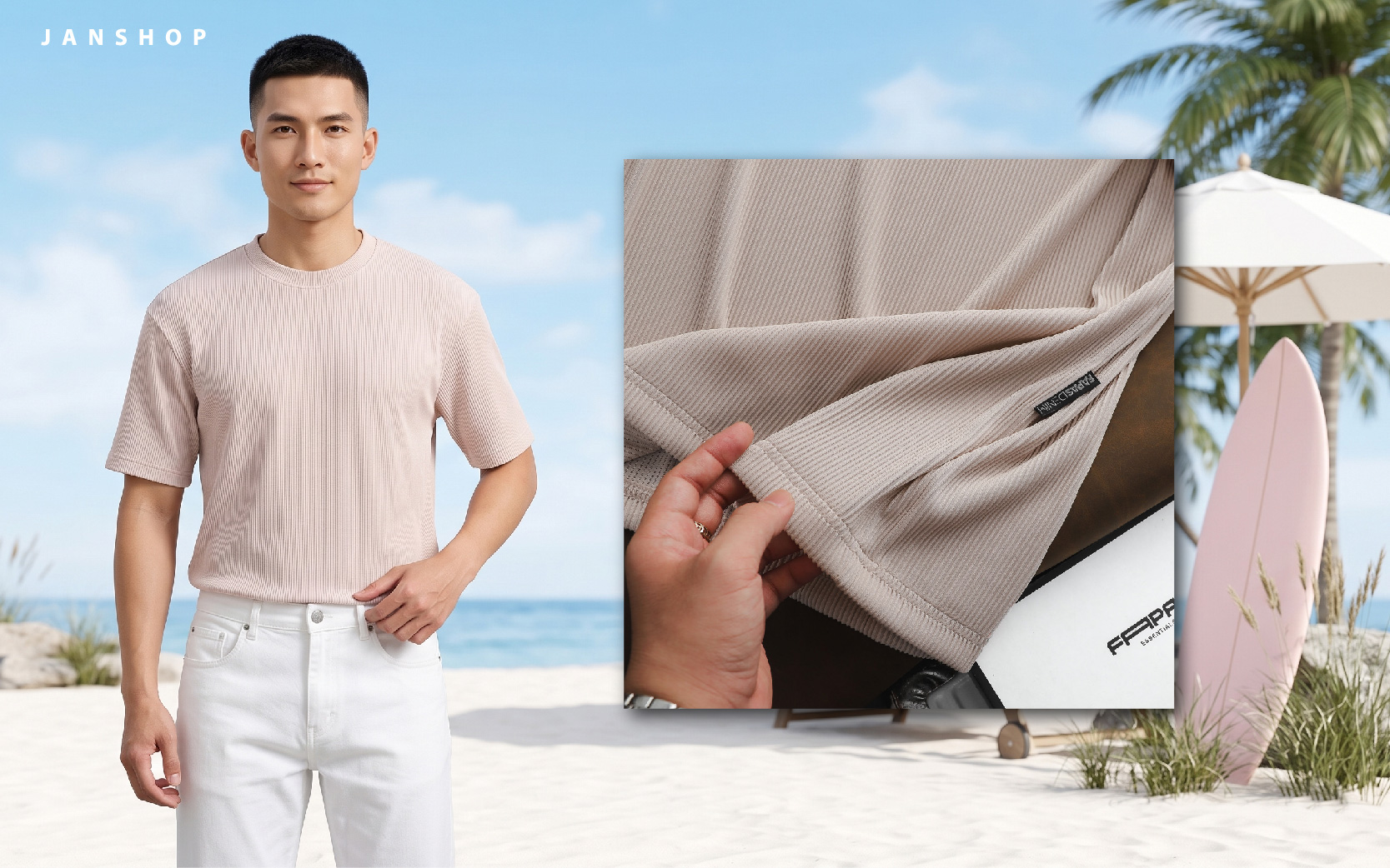 ảnh áo thun gân phối đồ mùa hè