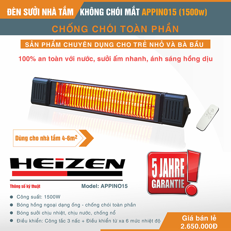 đèn sưởi heizen Appino 15 cao cấp