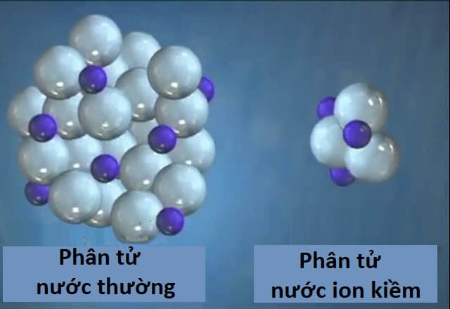 Nước ion kiềm có phân tử nước siêu nhỏ so với nước uống thông thường.