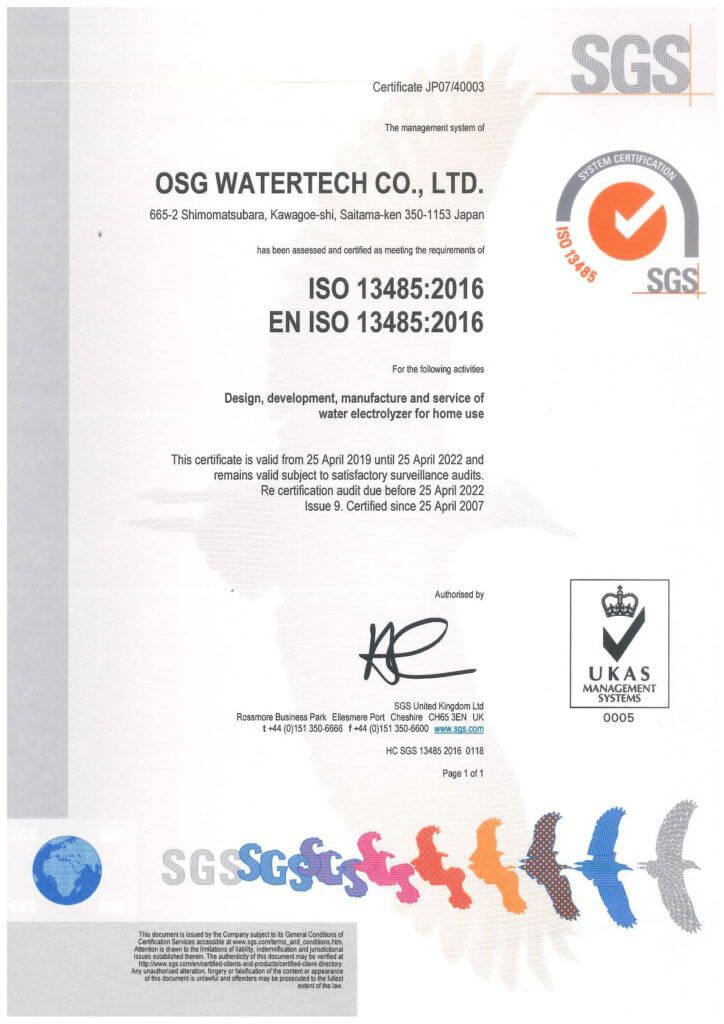 Chứng nhận chất lượng nước của Tập đoàn OSG.