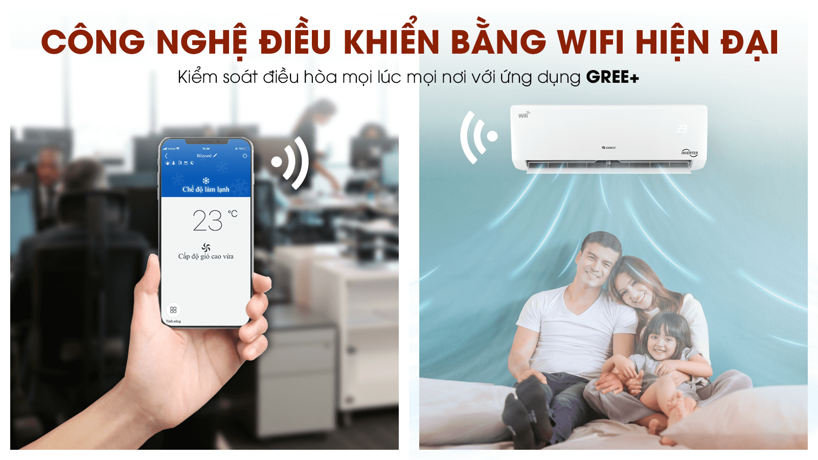 Máy Lạnh Treo Tường GREE Wifi Inverter Blizzard - Wifi Control 