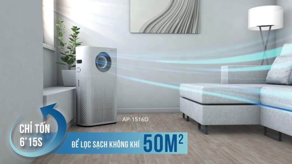 Máy Lọc Không Khí Coway STORM AP-1516D có thiết kế siêu mỏng, phù hợp không gian dưới 50m2.