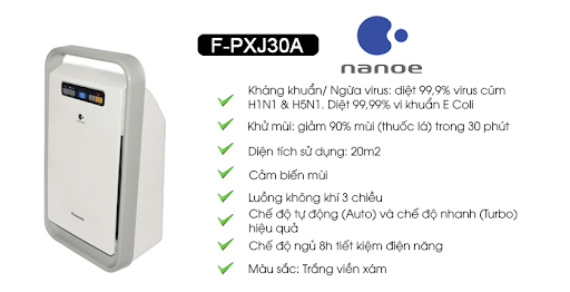 Máy Lọc Không Khí Panasonic F-PXJ30A có nhiều ưu điểm nổi bật.