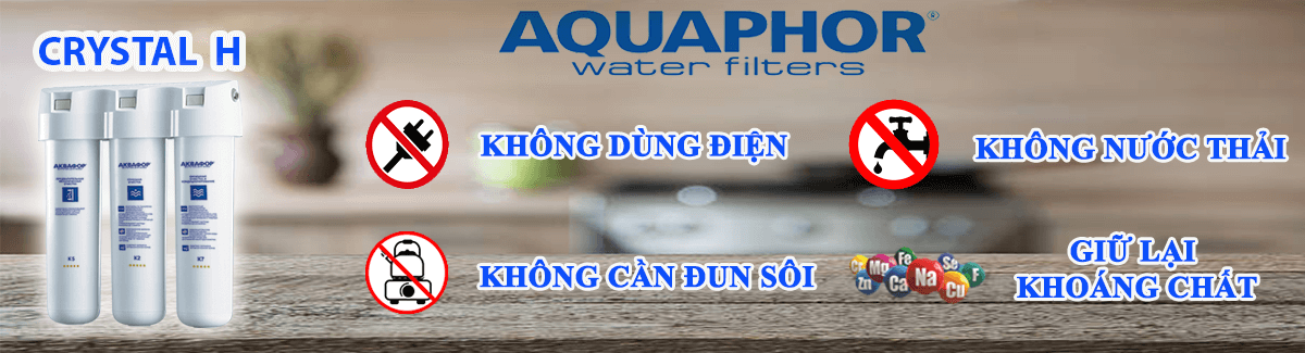 Máy Lọc Nước Aquaphor Crystal H không cần sử dụng điện, tiết kiệm cho gia đình bạn.