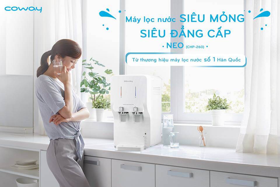 Máy Lọc Nước Nóng Lạnh Coway Neo (CHP-260L) được sản xuất bởi thương hiệu số 1 Hàn Quốc.