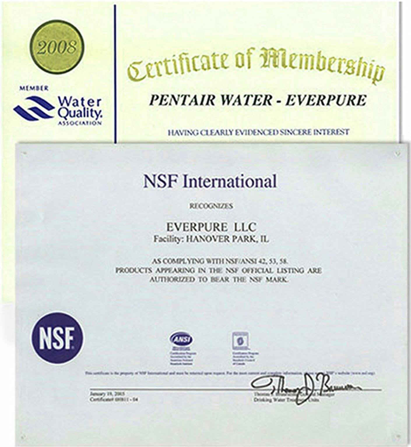 Máy Lọc Nước Uống Trực Tiếp Cao Cấp Pentair EVERPURE được chứng nhận chất lượng của NSF