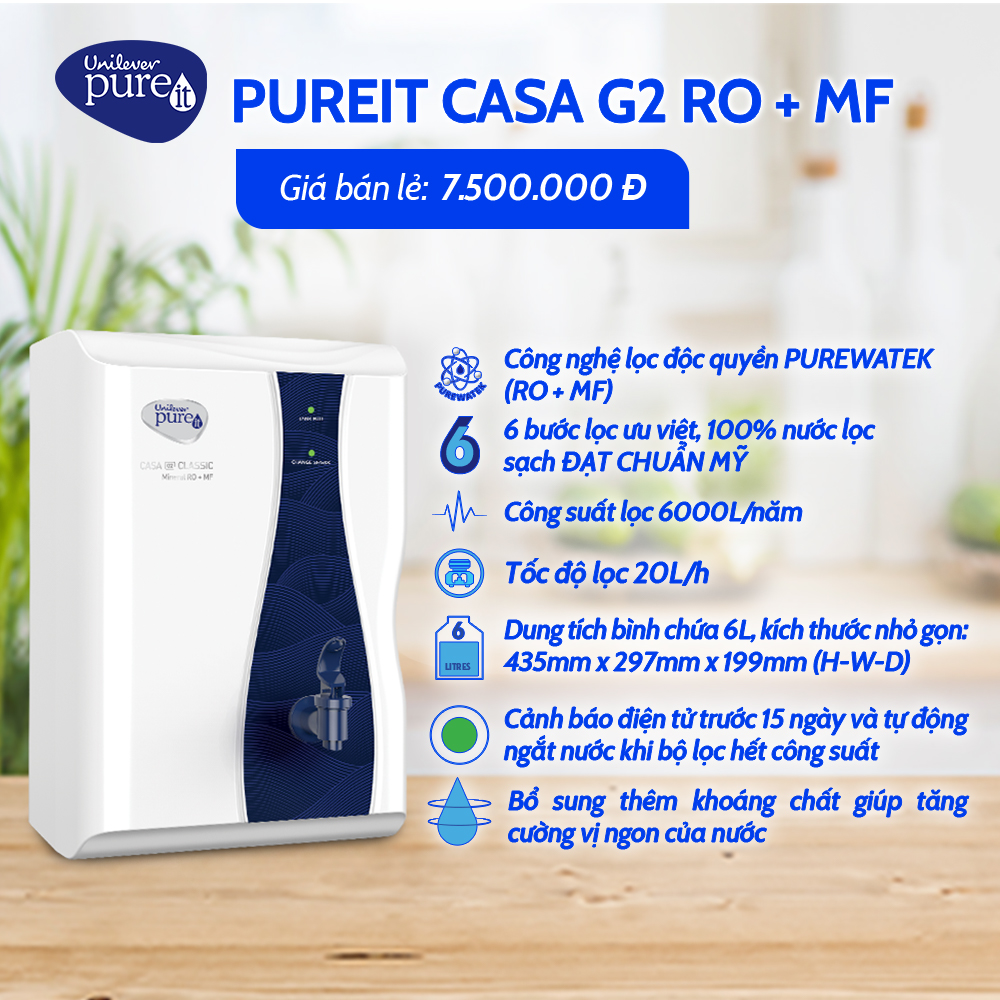 Máy Lọc Nước Pureit Casa G2 có nhiều ưu điểm vượt trội