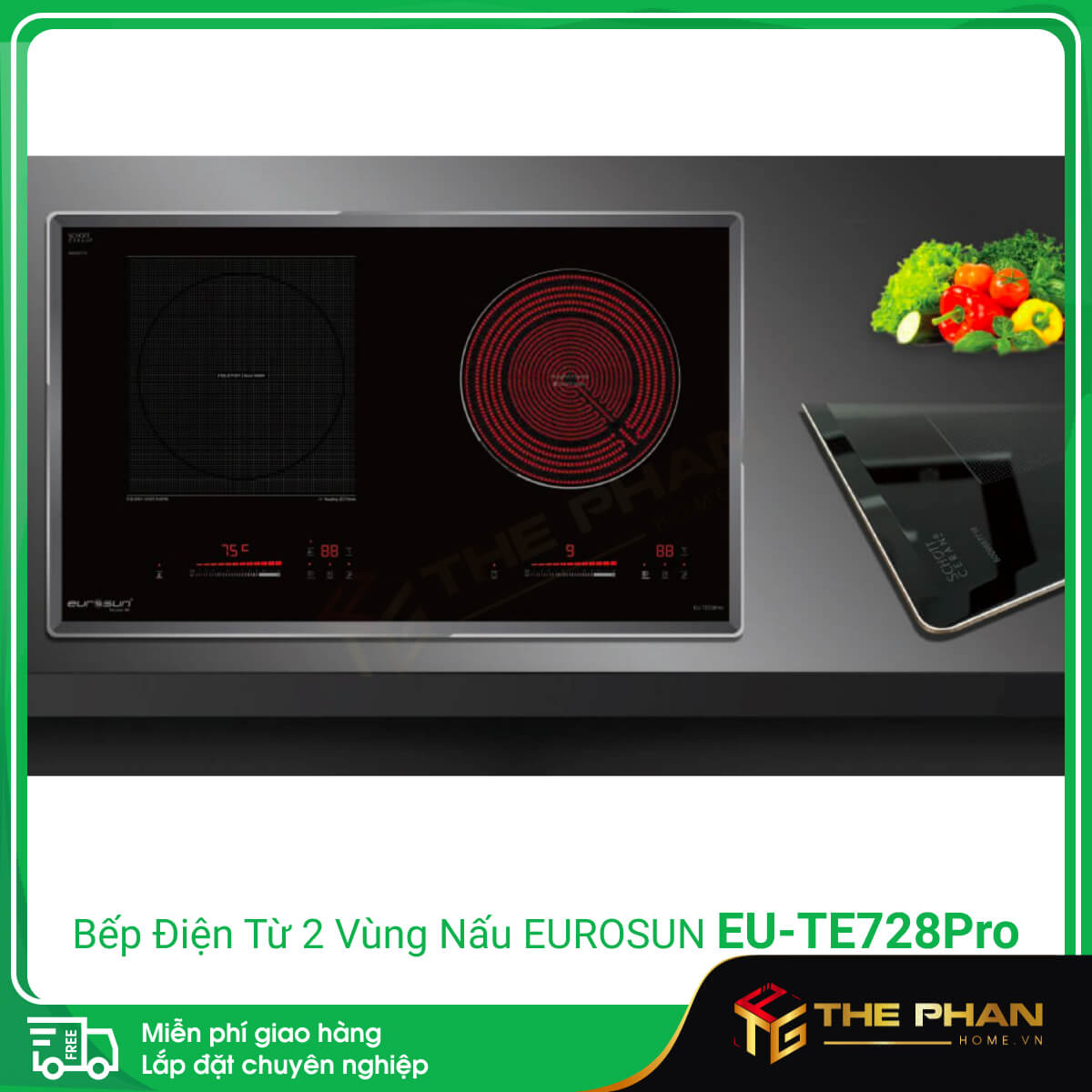 Hình ảnh thực tế của Bếp Điện Từ Đôi Eurosun EU-TE728Pro - Inverter thông minh, Cảm ứng từ + Hồng ngoại