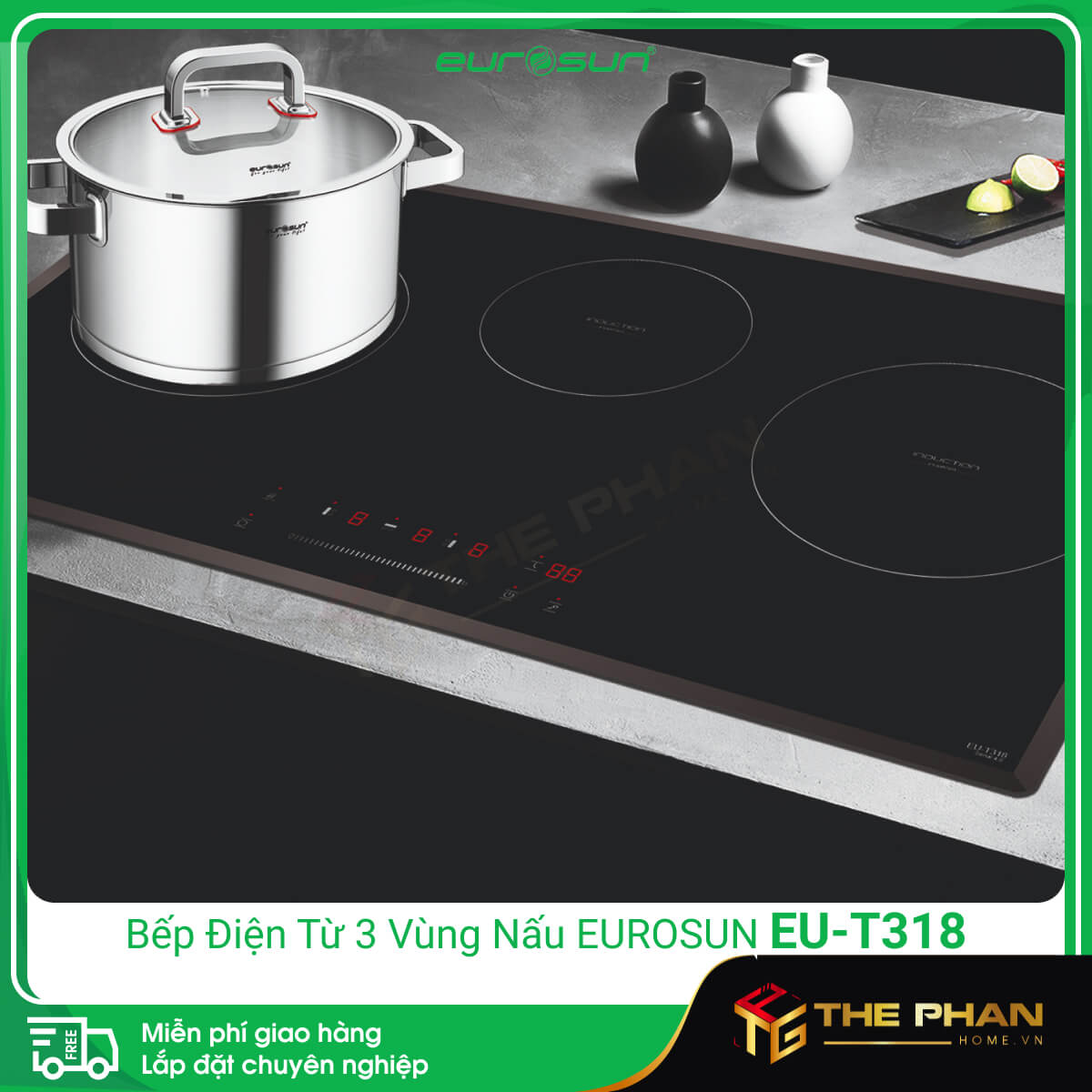 Bếp Từ 3 Vùng Nấu Eurosun EU-T386Max - Inverter thông minh, Nhập khẩu chính hãng