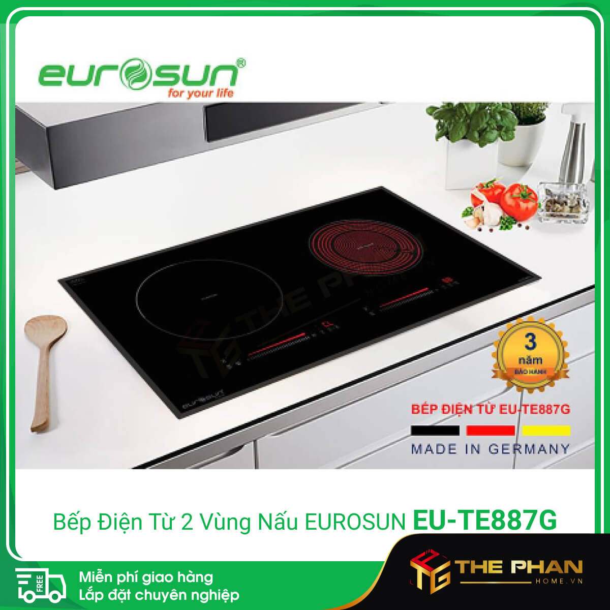 Giới thiệu Bếp điện từ đôi (1 điện + 1 hồng ngoại) Eurosun EU-TE887G