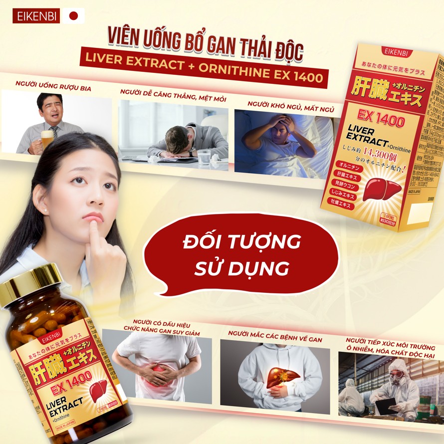 Đối tượng sử dụng viên uống bổ gan của nhật Liver Extract + Ornithine Ex 1400