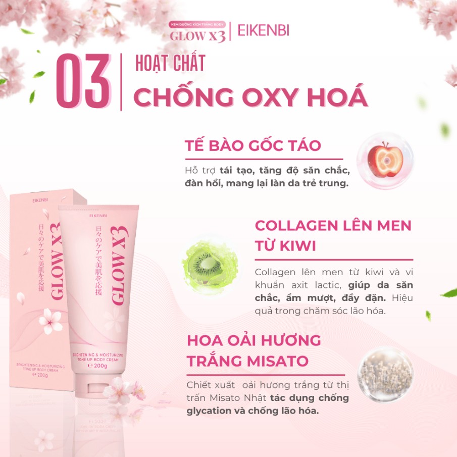 Ưu Điểm Của Kem Kích Trắng Body Nâng Tone Glow X3 Eikenbi