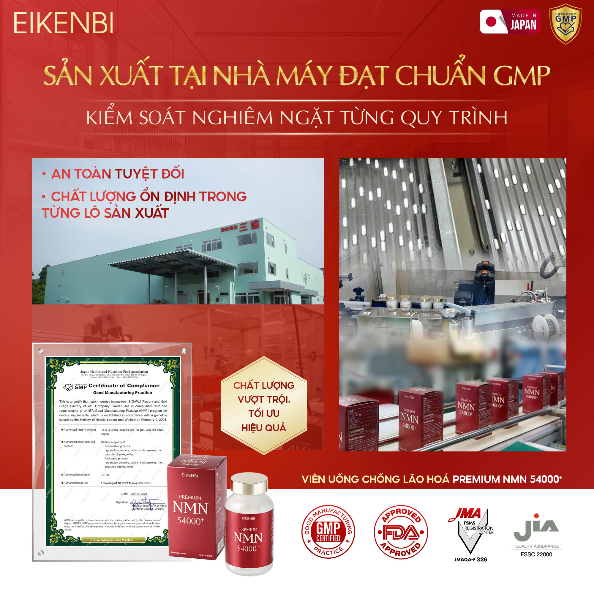 Premium NMN 54000+ Eikenbi sản xuất theo tiêu chuẩn Nhật Bản