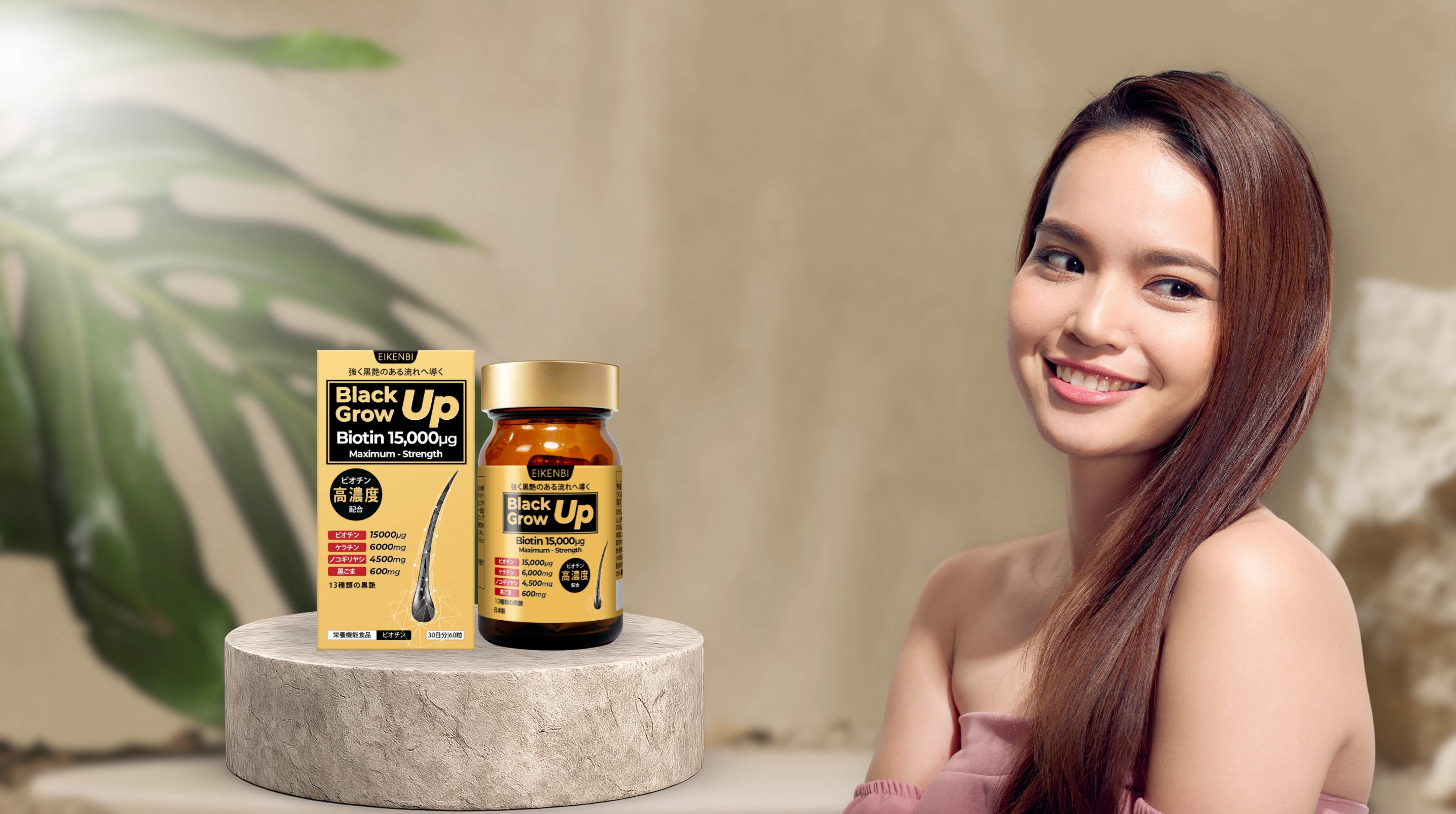 Viên uống mọc tóc và đen tóc Black Grow Up Maximum Biotin Eikenbi