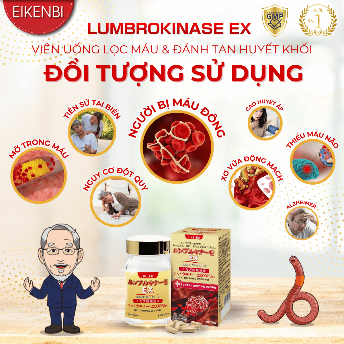 Đối Tượng Sử Dụng Viên Uống Tan Cục Máu Đông Và Chống Đột Quỵ Lumbrokinase Ex Eikenbi