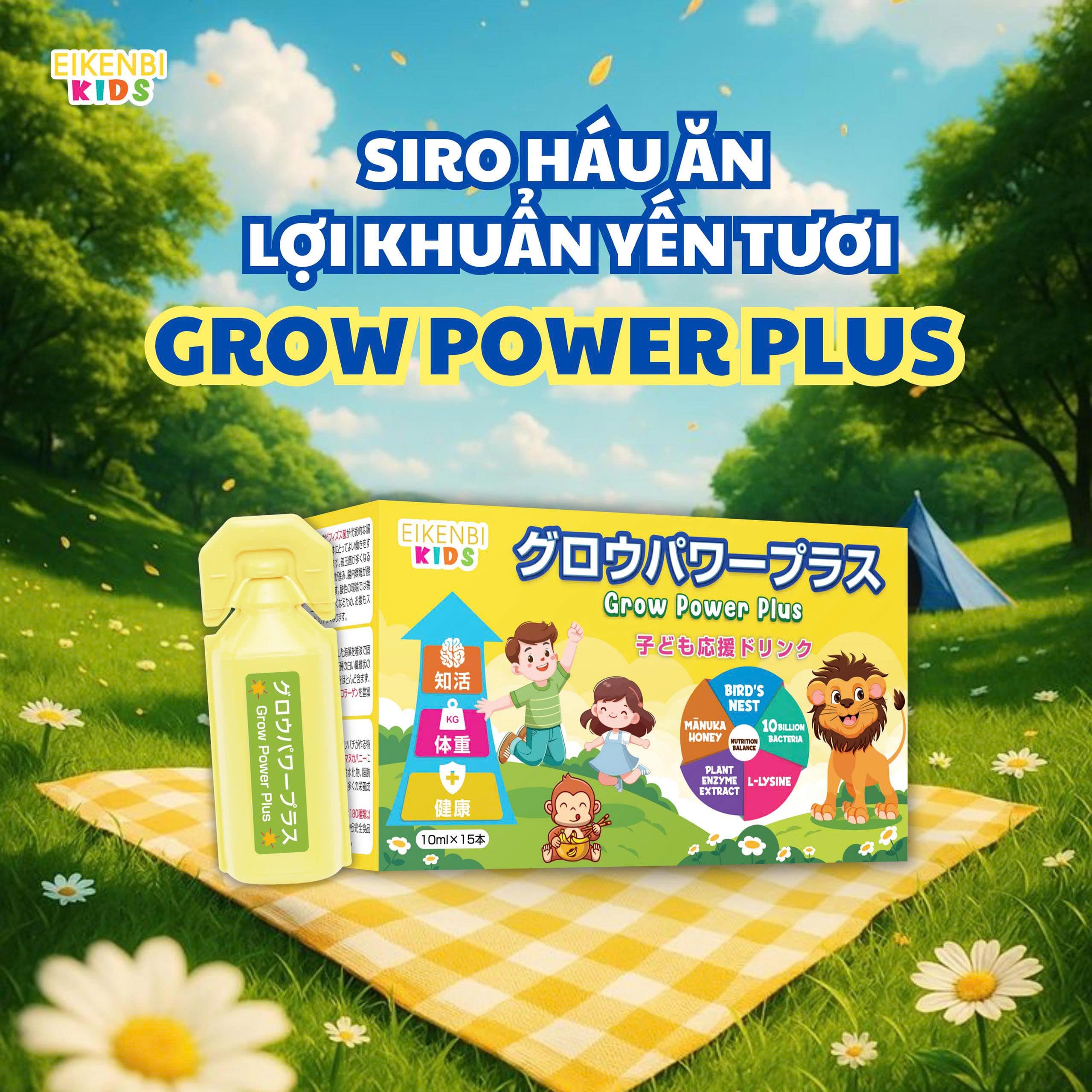 Quy cách đóng gói Siro ăn ngon Grow Power Plus Eikenbi Kids