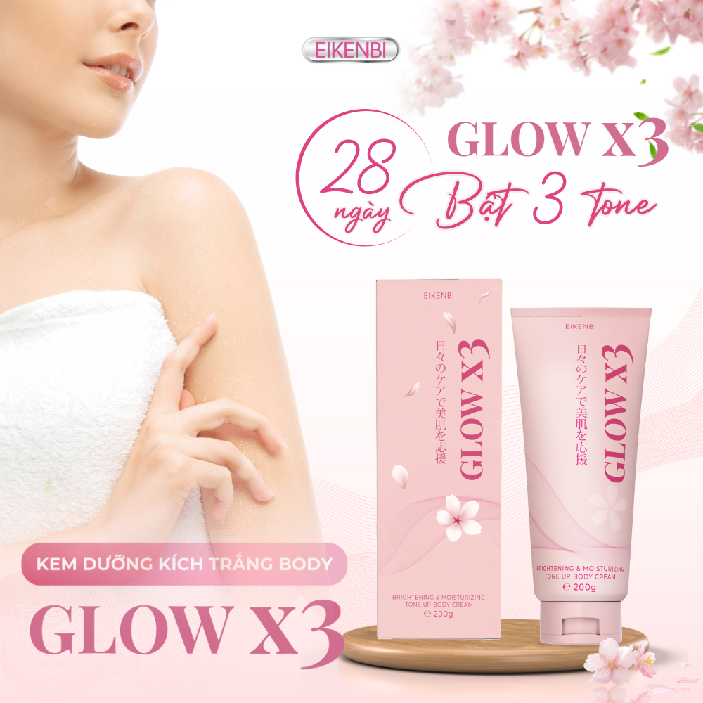Kem Kích Trắng Body Nâng Tone Glow X3 Eikenbi 200gr