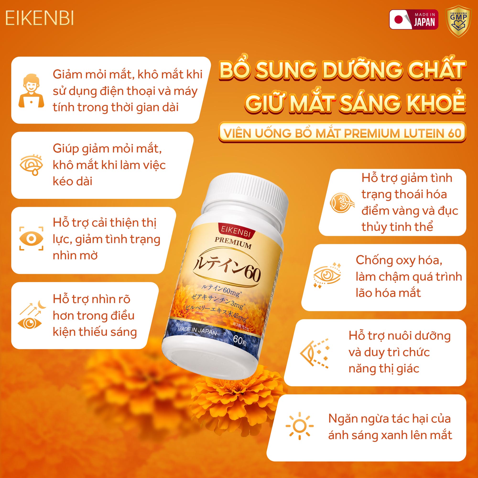 Công Dụng Của Viên Uống Bổ Mắt Premium Lutein 60 Eikenbi