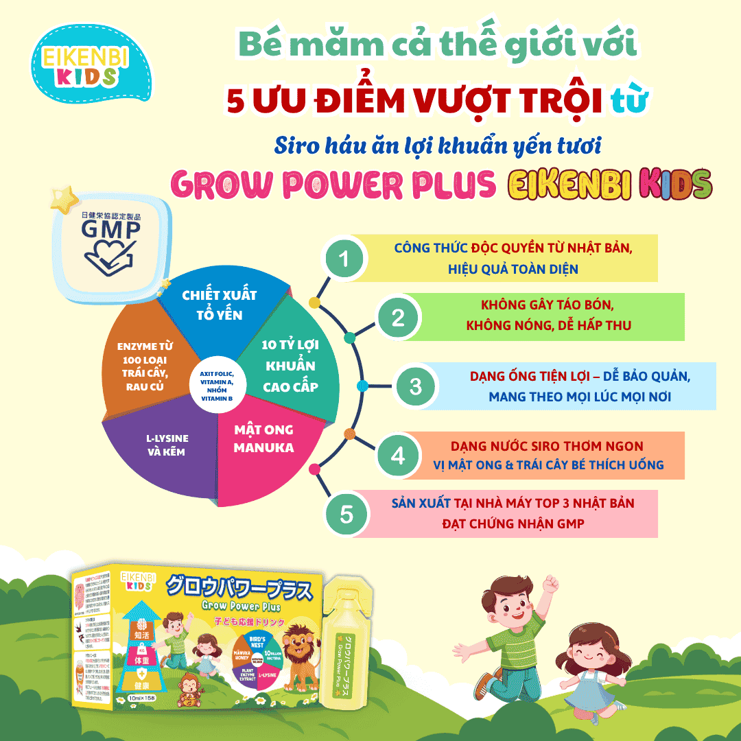 Siro Háu Ăn Lợi Khuẩn Yến Tươi Grow Power Plus Eikenbi Kids
