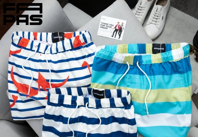 Quần short đi biển nam sọc caro