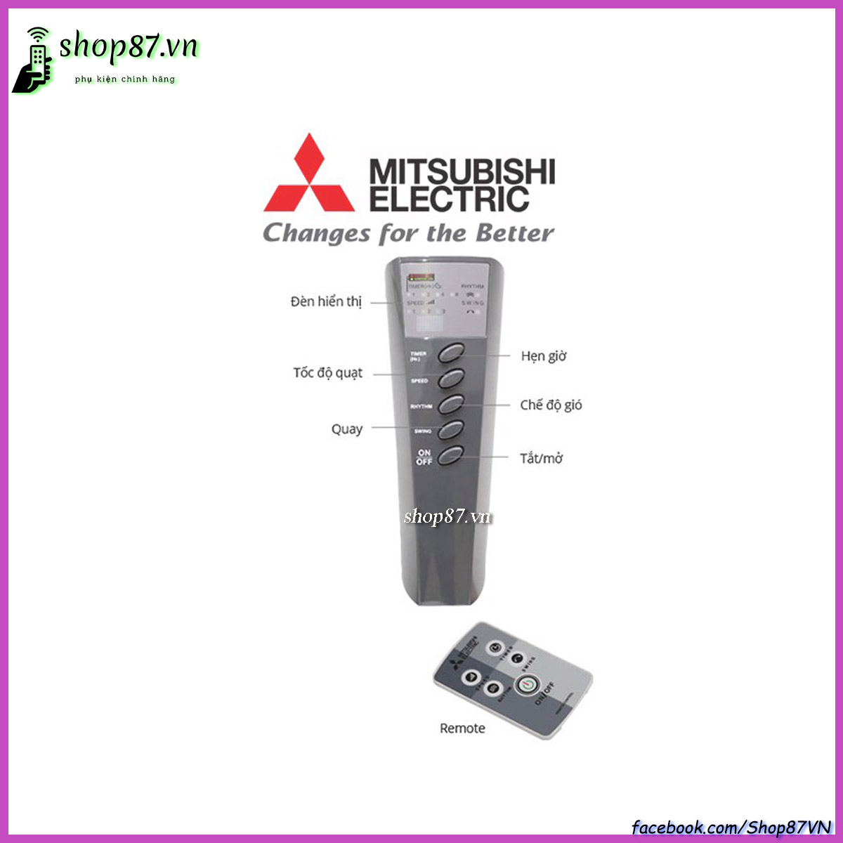 Điều khiển quạt cây và treo tường Mitsubishi chính hãng