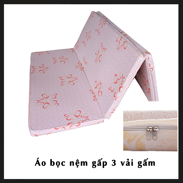 Áo bọc nệm Gấp 3 vải gấm thun dệt kim màu tự chọn, kích thước theo yêu cầu