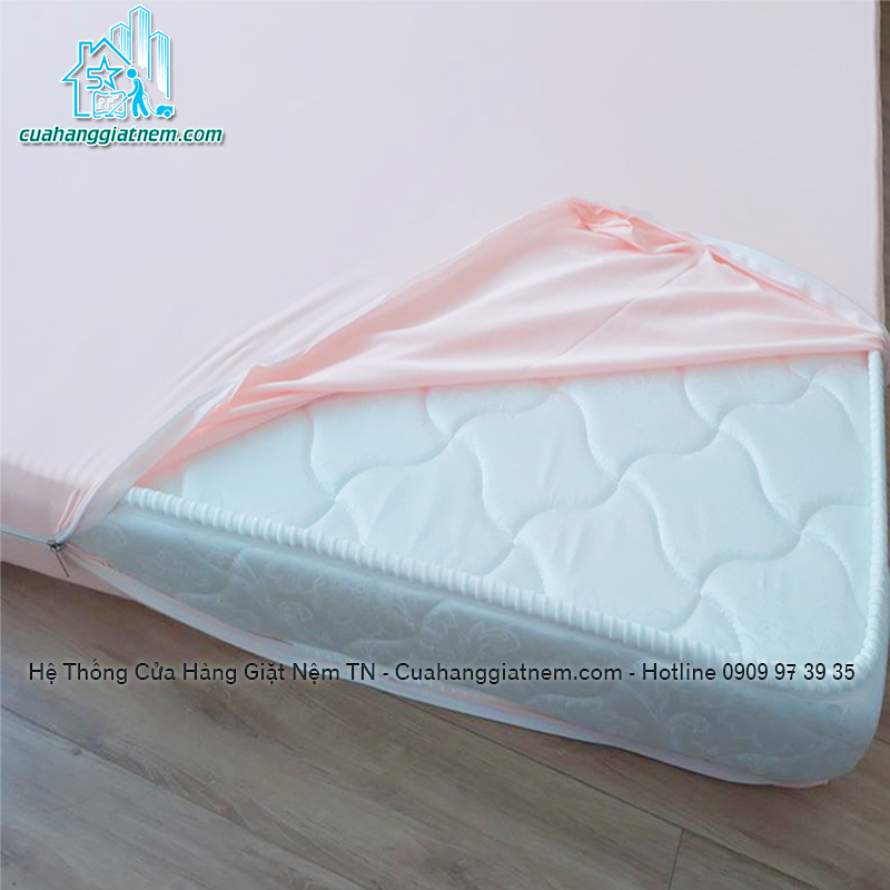 Áo bọc nệm 2 mặt vải thun trơn màu hồng nhạt kích thước theo yêu cầu