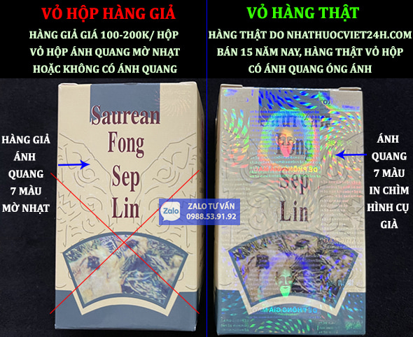 PHÂN BIỆT THẬT GIẢ THUỐC SAUREAN FONG SEP LIN CHÍNH XÁC 100%
