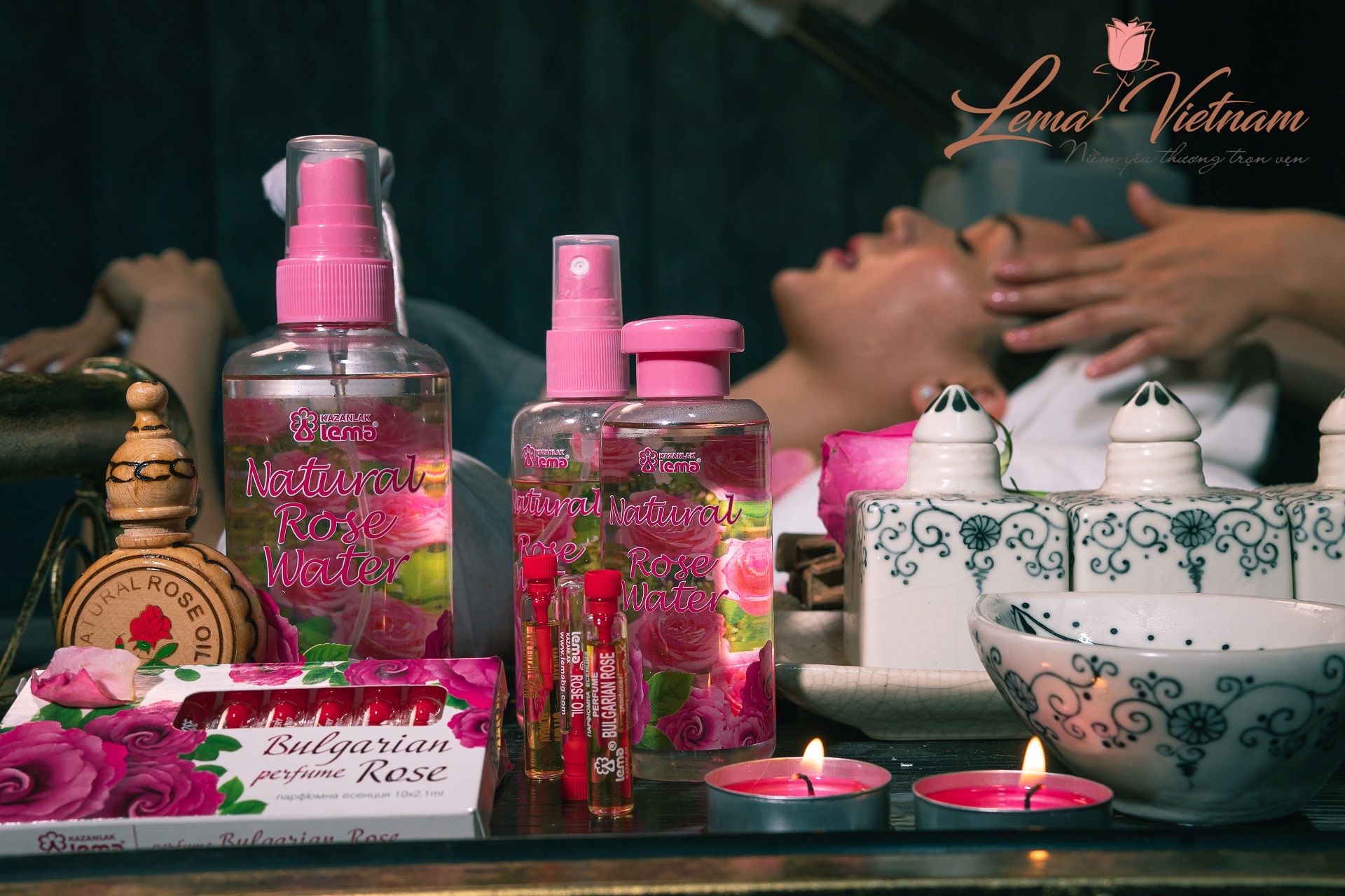 tinh dầu hoa hồng, nước hoa hồng nhãn hiệu lema