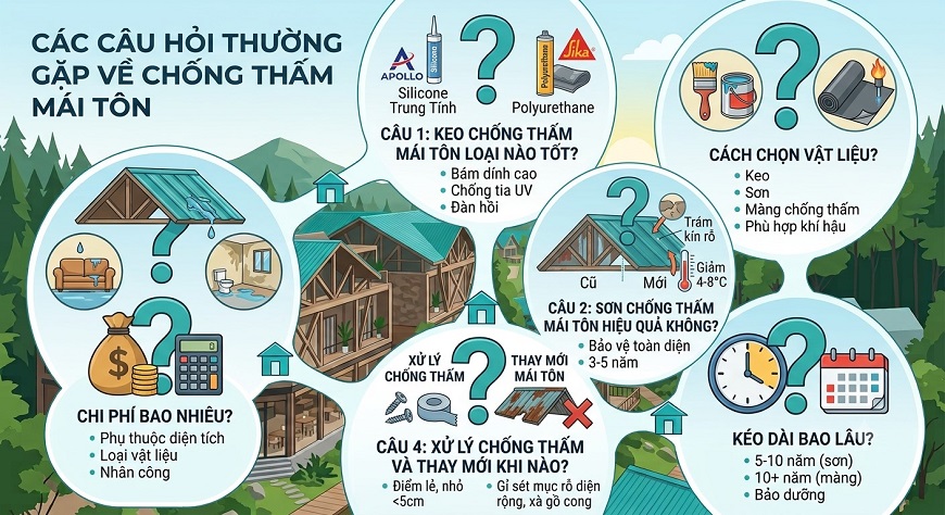 Một số câu hỏi thường gặp trong quá trình chống thấm mái tôn