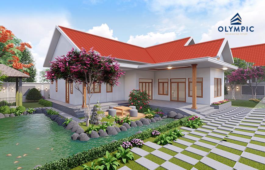 Mẫu nhà lợp mái tôn giả ngói 1 lớp truyền thống