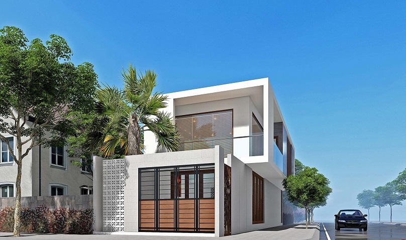 Mẫu nhà lợp mái 2 tầng đẹp