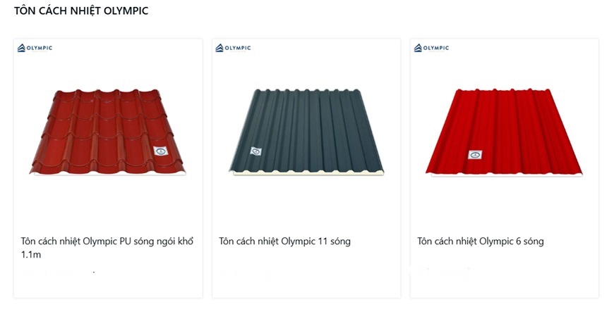 Phân loại tôn cách nhiệt Olympic